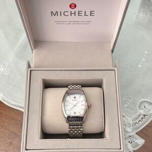 Michele Diamond Bracelet Watch in stainless steel
